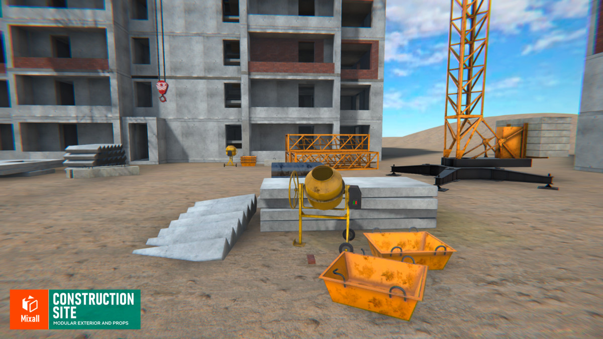 Construction sites, equipment and builders