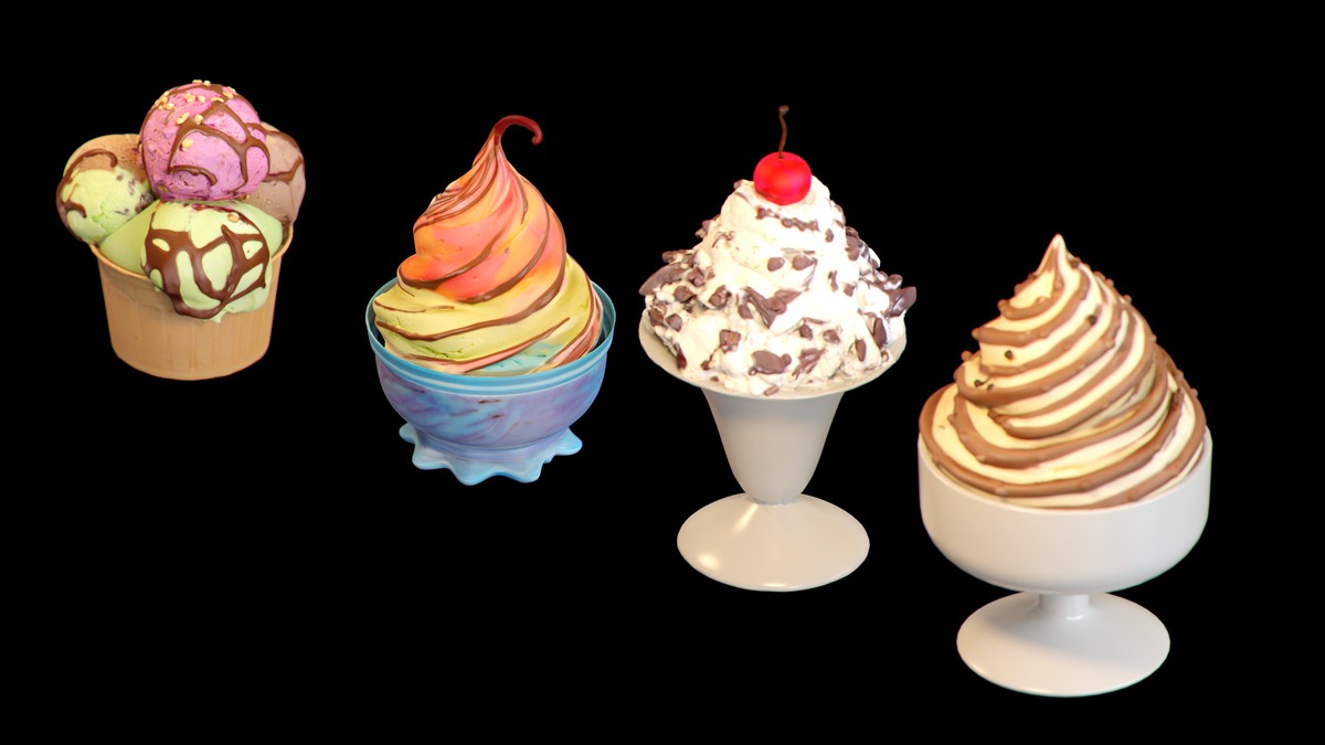 Delicious Ice Cream Collection – Colorful Dessert 3D Models