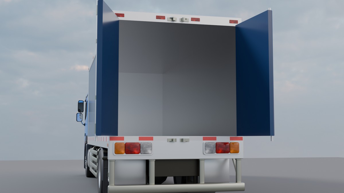 Cargo Box Truck 3D Model – Game Ready Interior, Openable Doors & Custom Branding