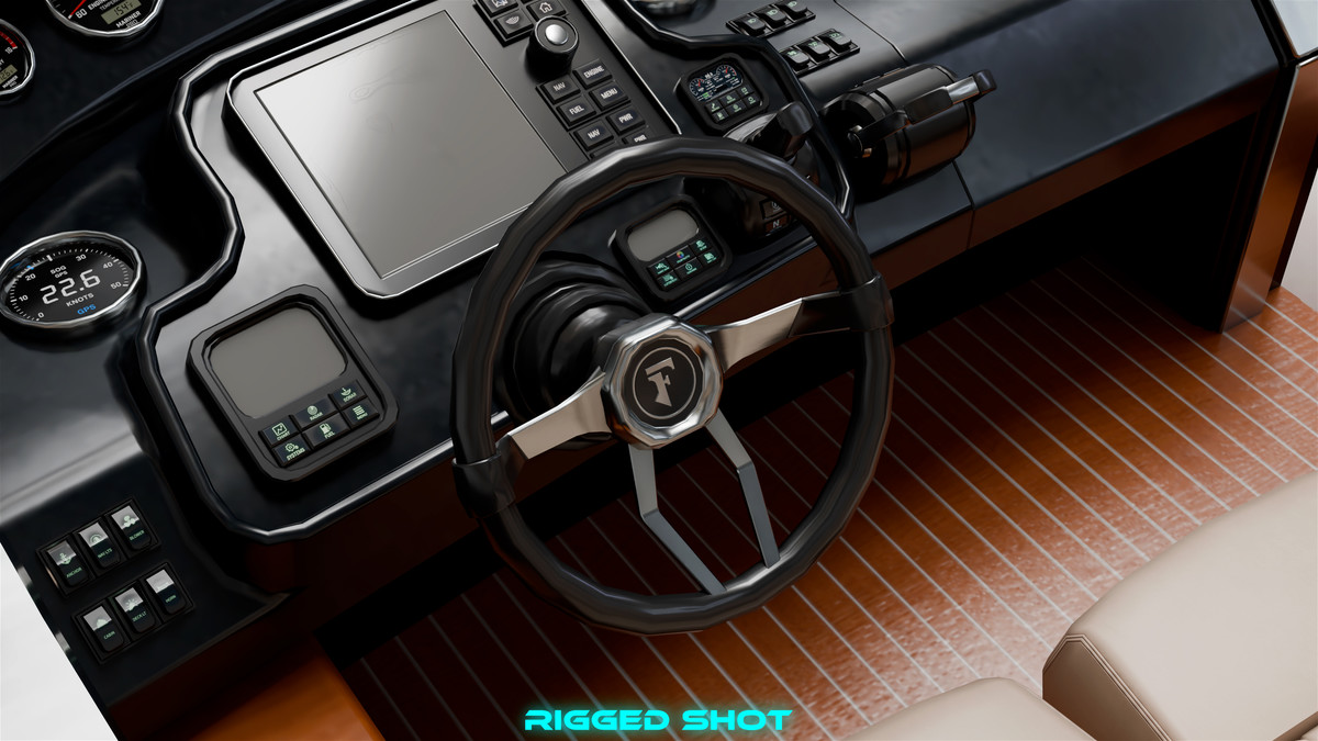 Yacht Boat 01 Black with Interior HDRP URP Textures