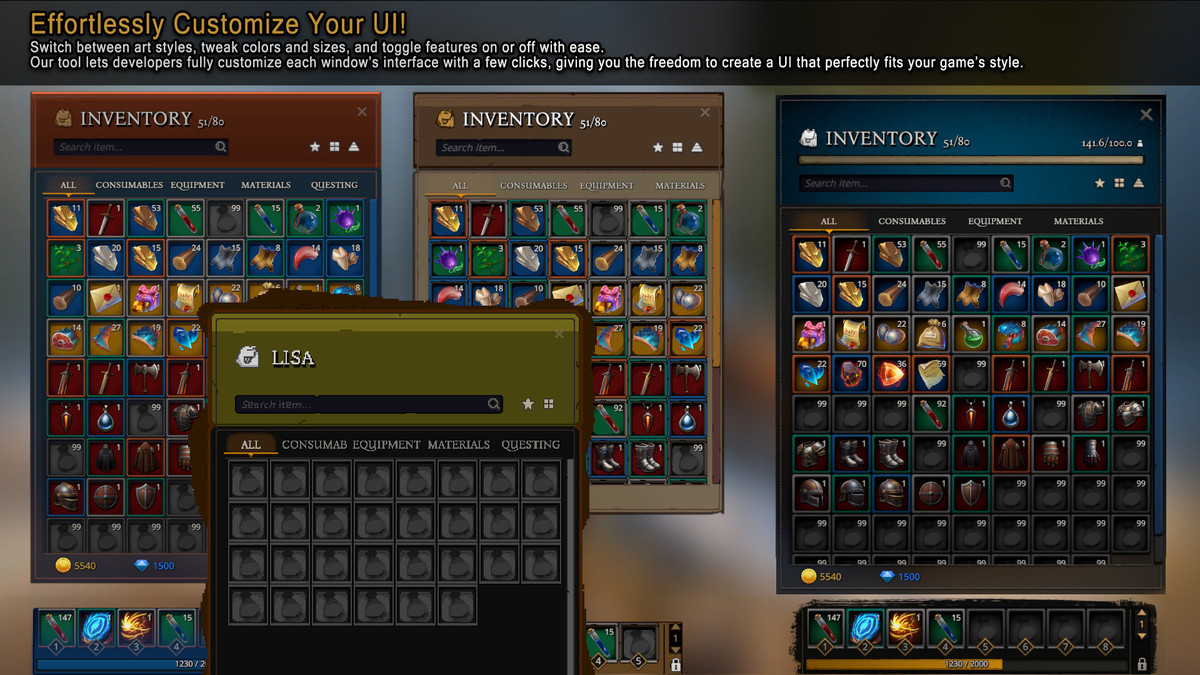Master Inventory Engine Pro - Crafting/Loot/Trade/Skills/HotBar