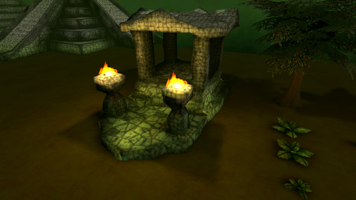 low poly ancient jungle environment pack - temple, foliage, trees, grass, plants