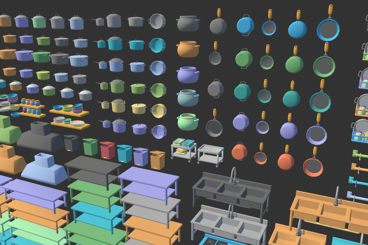 Cute Low Poly Kitchen Pack - Colorful Interior Props