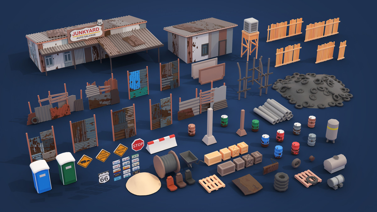 Junkyard - Low Poly 3D Models Pack