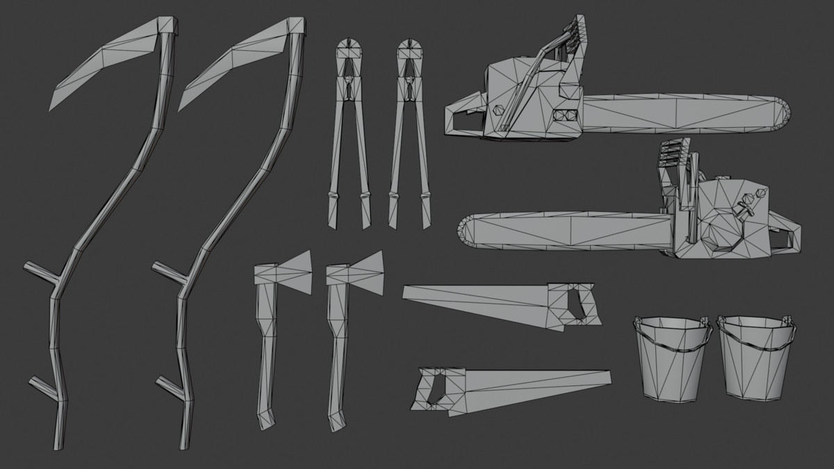 PSX Rural Farm Tools Pack – 32 Lowpoly Tool Props