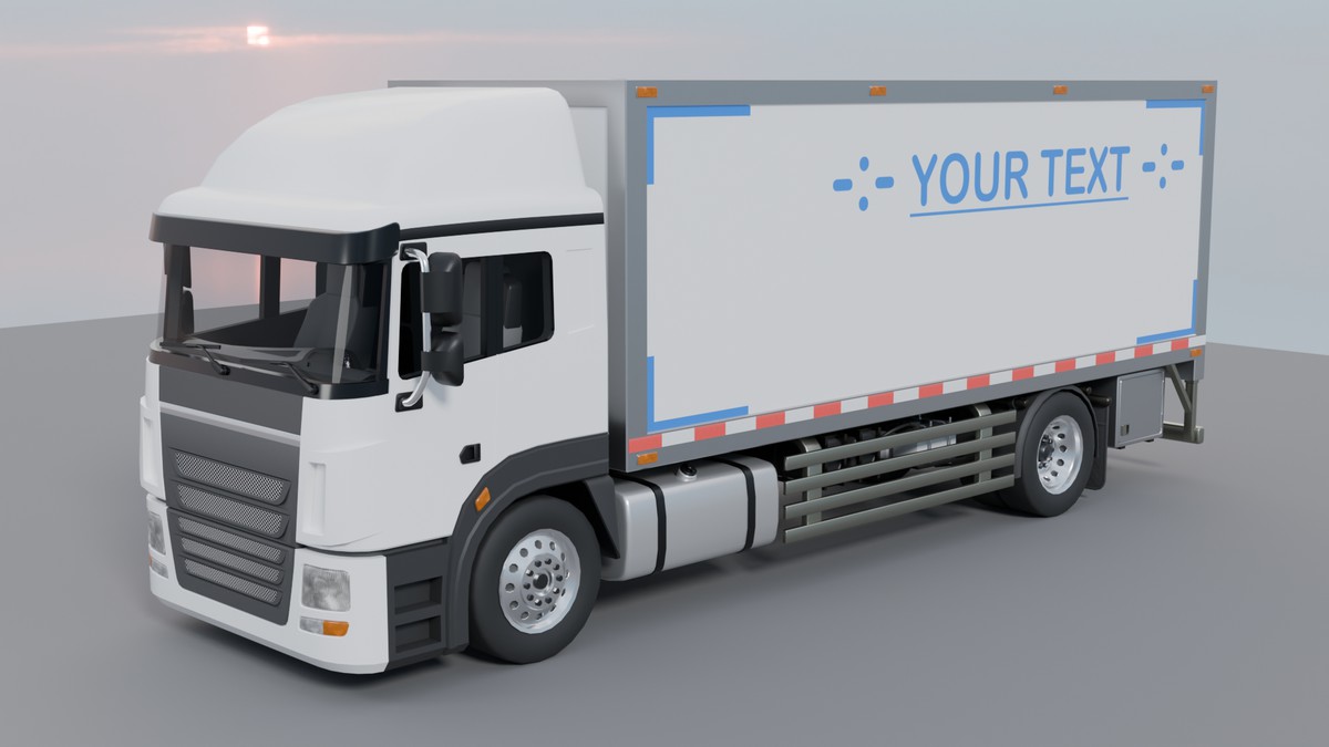 Cargo Box Truck 3D Model – Game Ready Interior, Openable Doors & Custom Branding