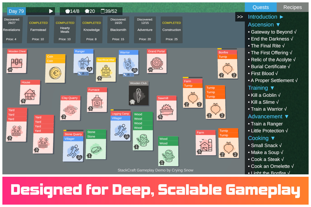 StackCraft - Card Stacking Survival Game