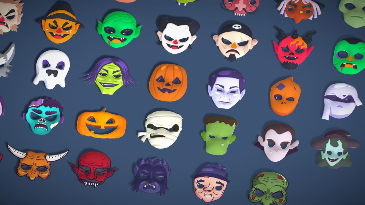 73 Halloween Masks Pack – Toon Horror Ghosts Evil Fantasy Collection