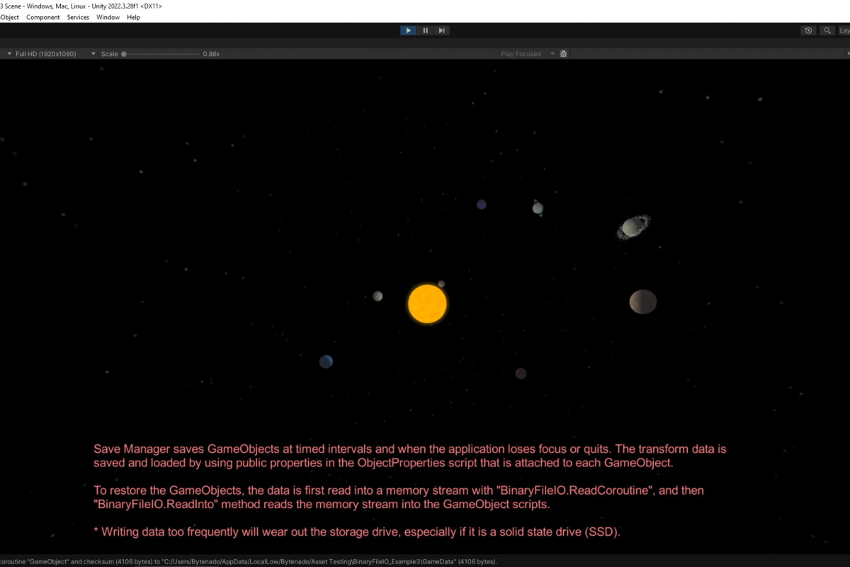 BinaryFileIO : Real-time Save/Load