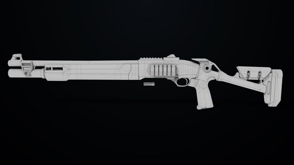 Long Shotgun 04 Black and Sandal Single Mat URP HDRP Textures