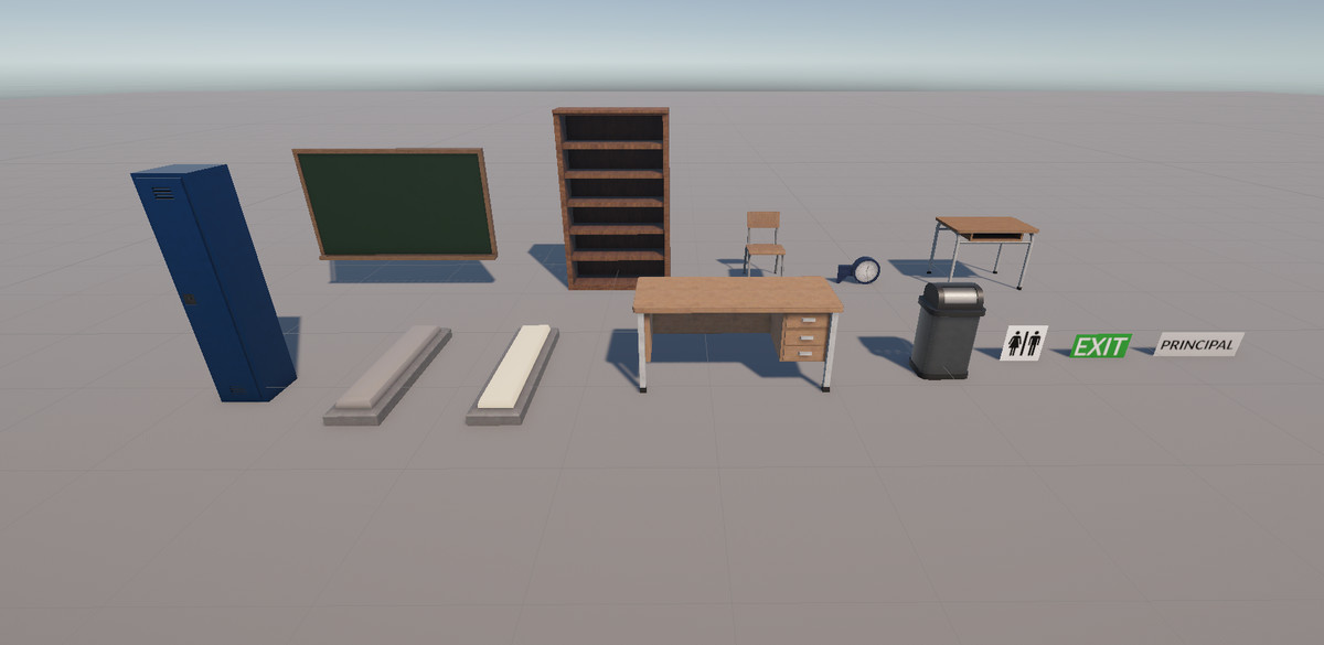 Modular Abandoned School Pack + Animated Monster Character