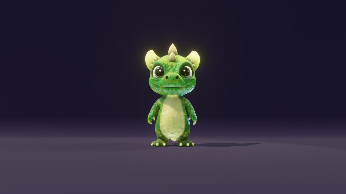 Cartoon Green Dinosaur 3D Model – Animated Character