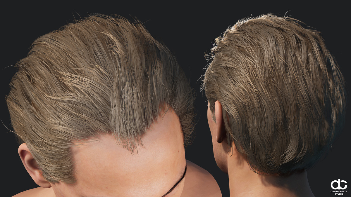 Realistic male hairstyles, pack #5 | Rigged hair, game-ready, low-poly