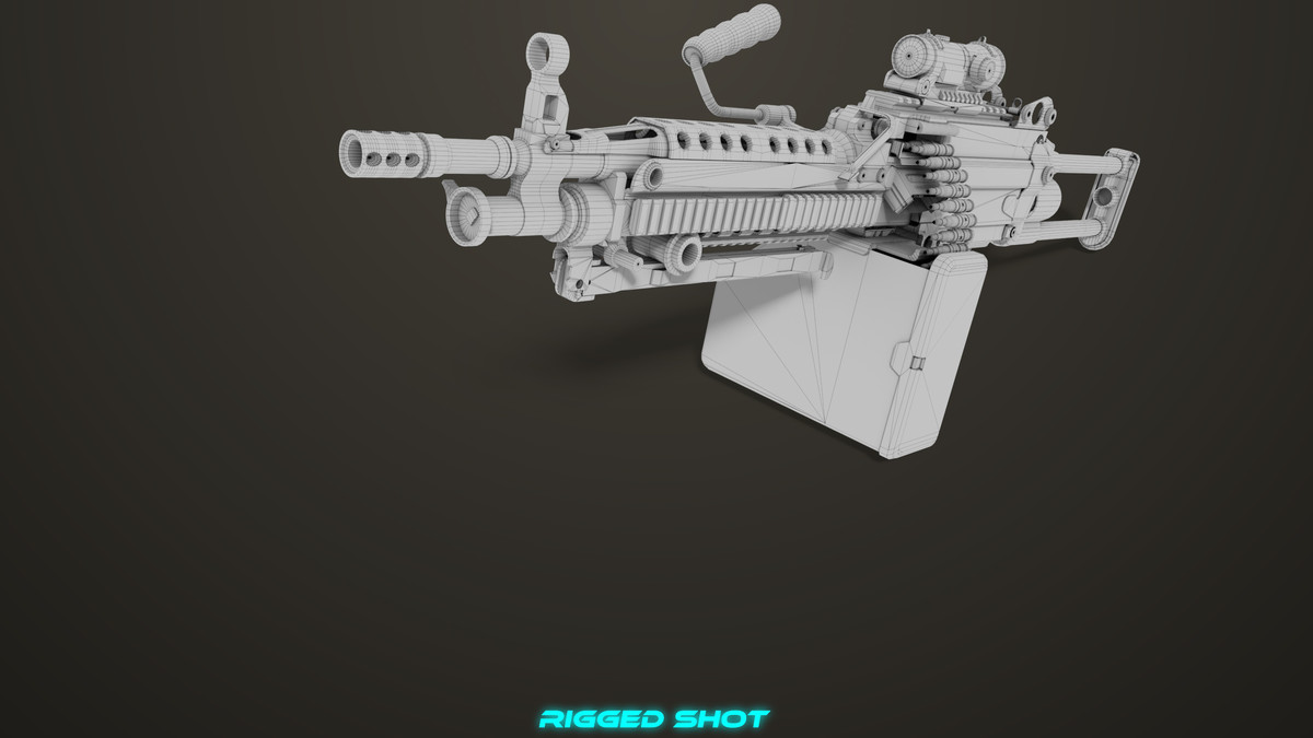 Machine Gun Sandal and Black Ammo Box URP HDRP Textures