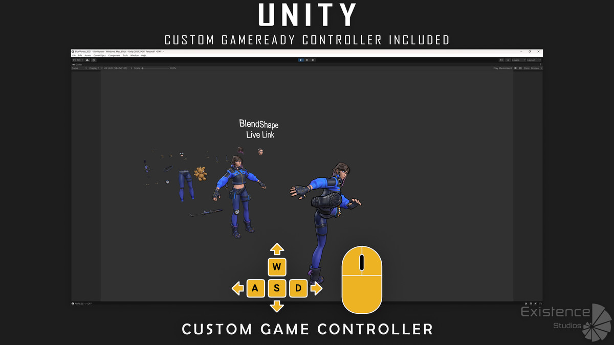 Blue Vortex – Stylized Sci-Fi Shooter Girl