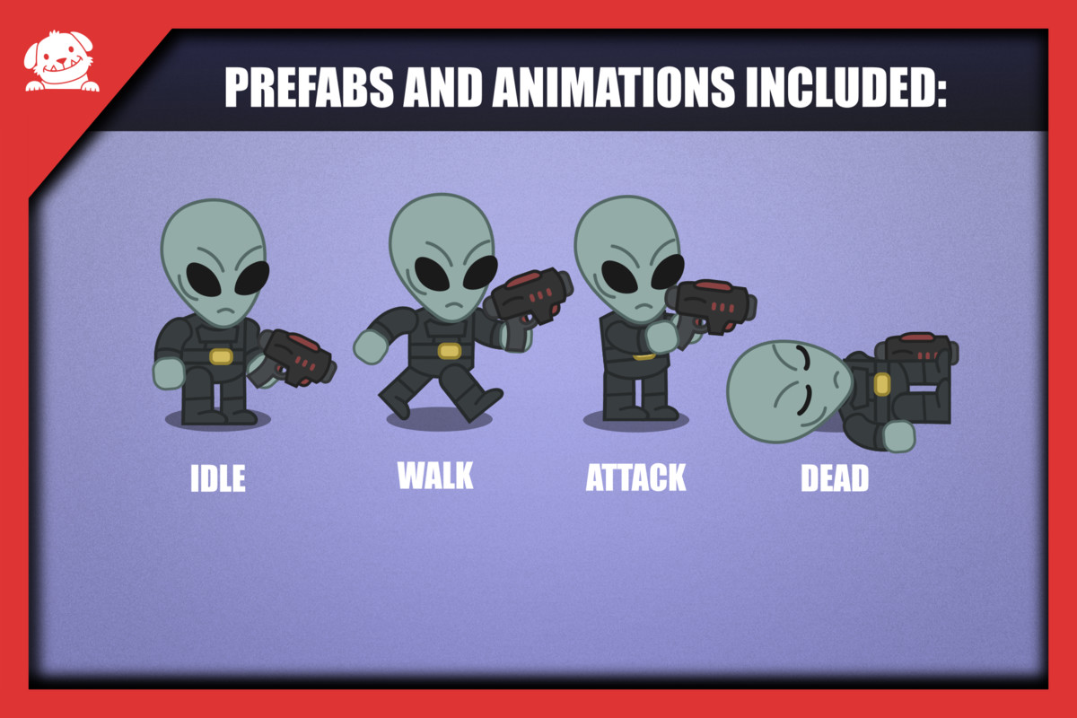 2D Cartoon Sci-Fi Space Enemy Characters