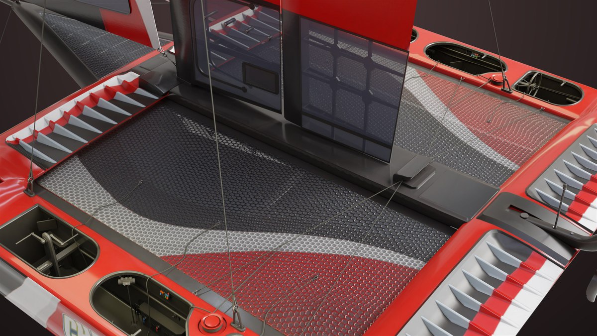 Yacht Hydrofoil Sailing Boat 02 Black URP HDRP Textures