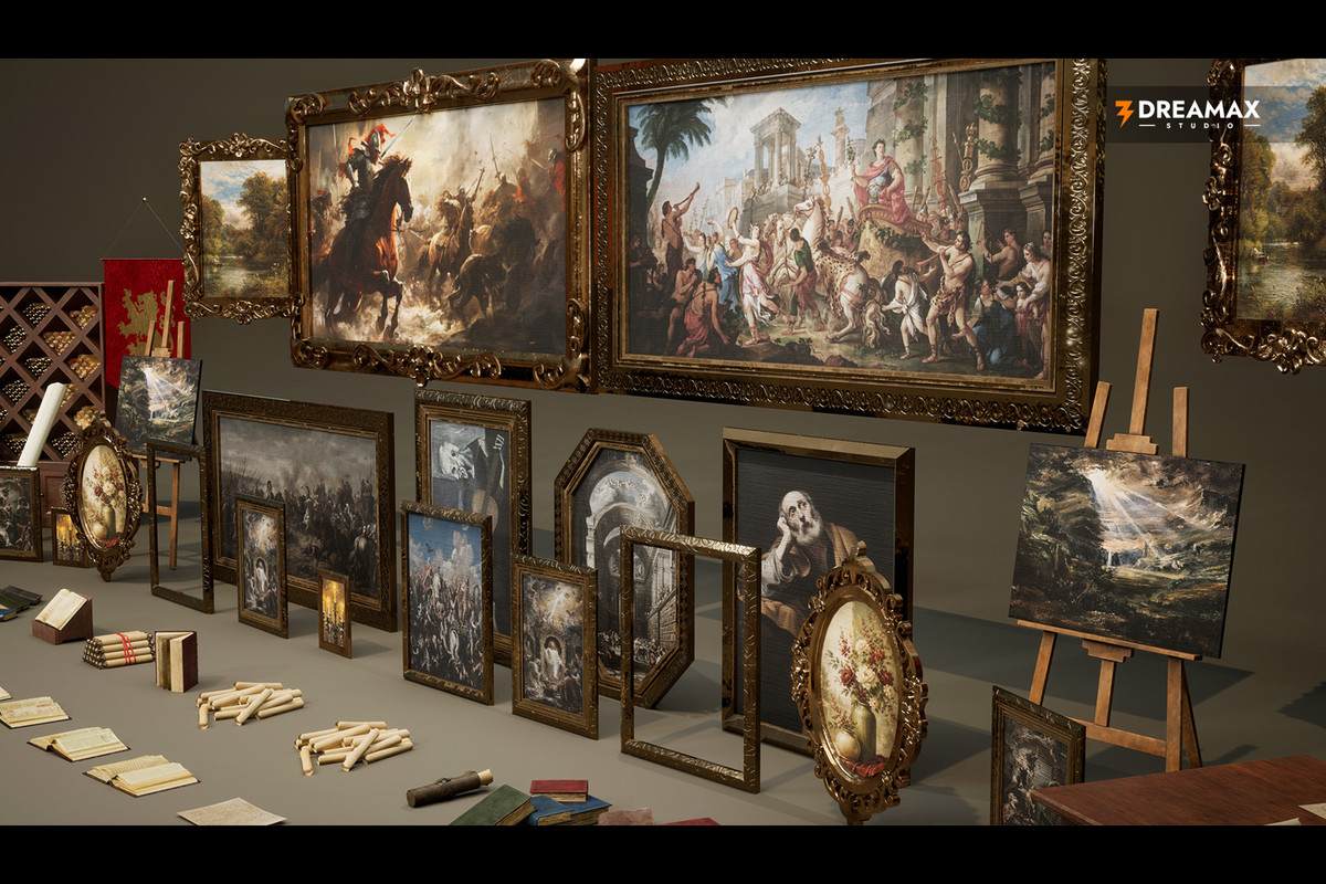 Medieval & Fantasy Paintings - Books, Scrolls & Picture Frames Vol. 1