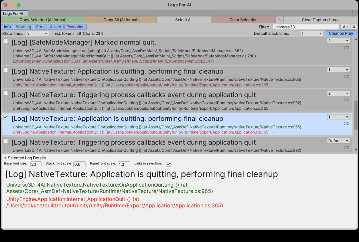 Logs for AI