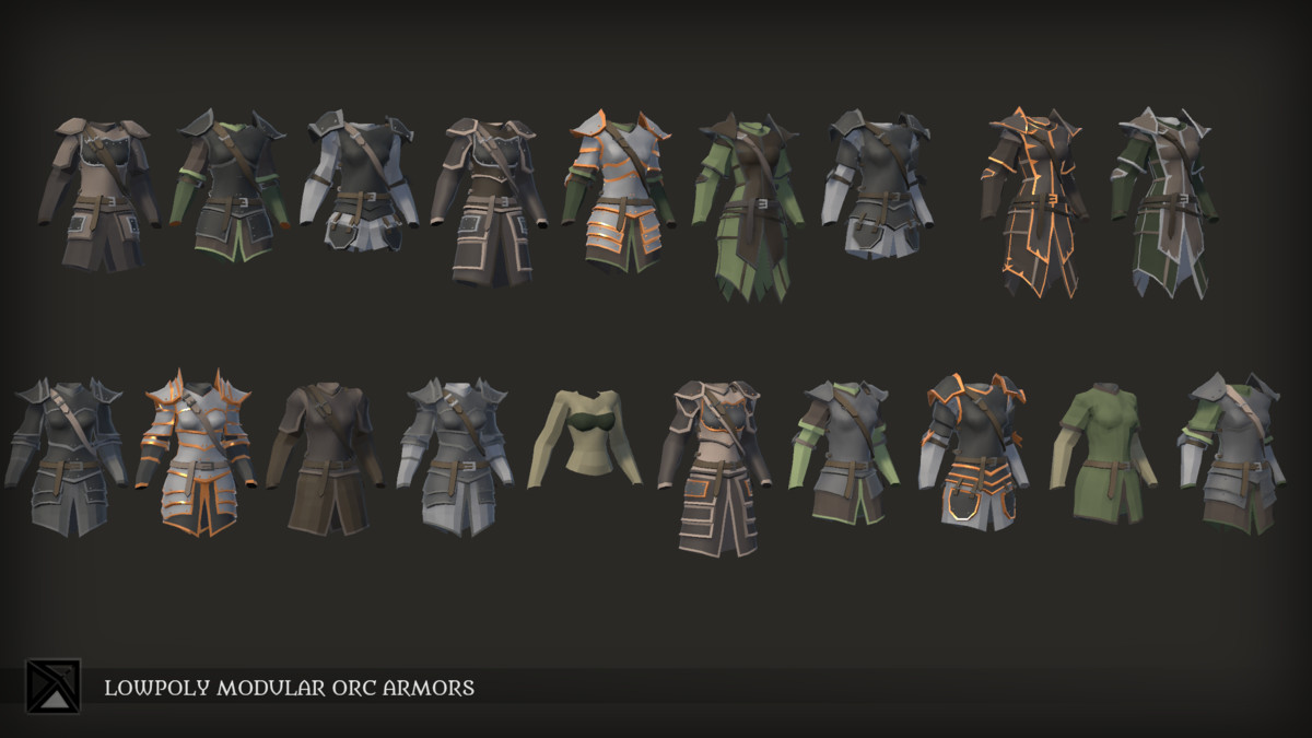 Low Poly Orc Modular Armors - LOWPOLY MEDIEVAL FANTASY SERIES