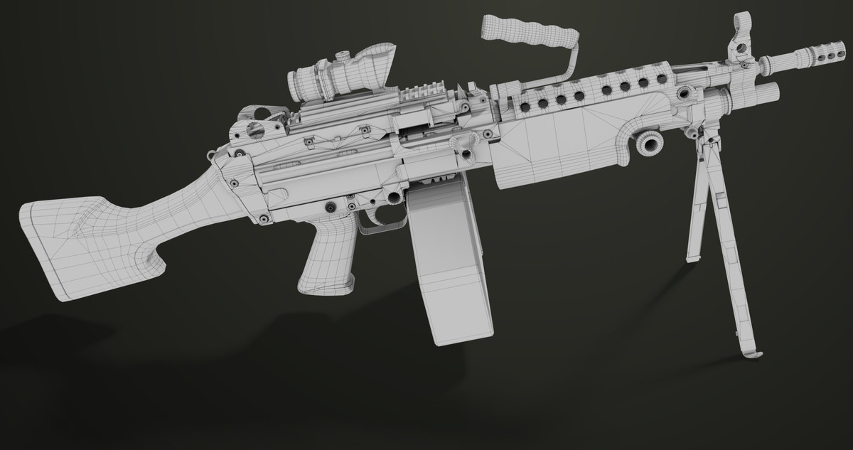 Machine Gun Sandal and Black Ammo Box URP HDRP Textures