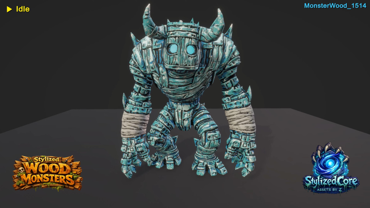 Monster Wood Pack – 4 Stylized Animated Creatures (LOD + Skins)