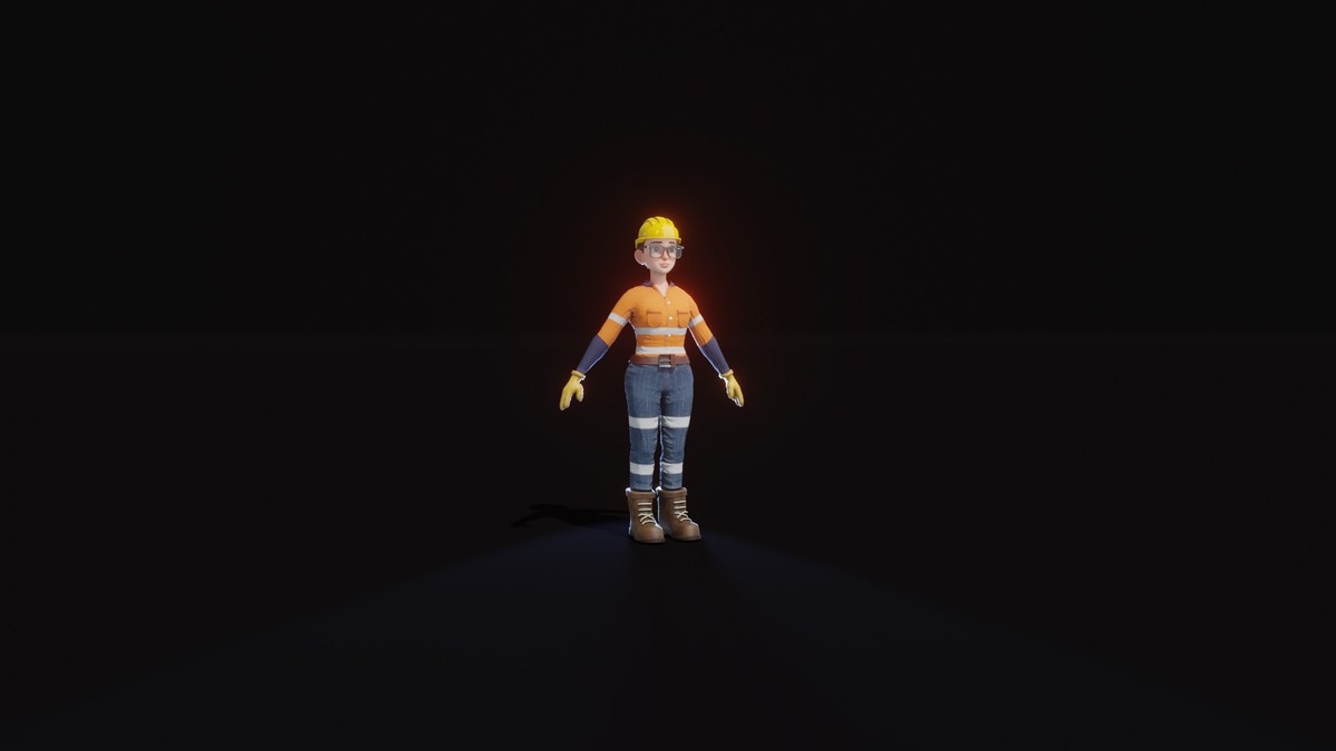 Stylized Female Worker 3D Model – Animated & Customizable (Game-Ready, Built-In)