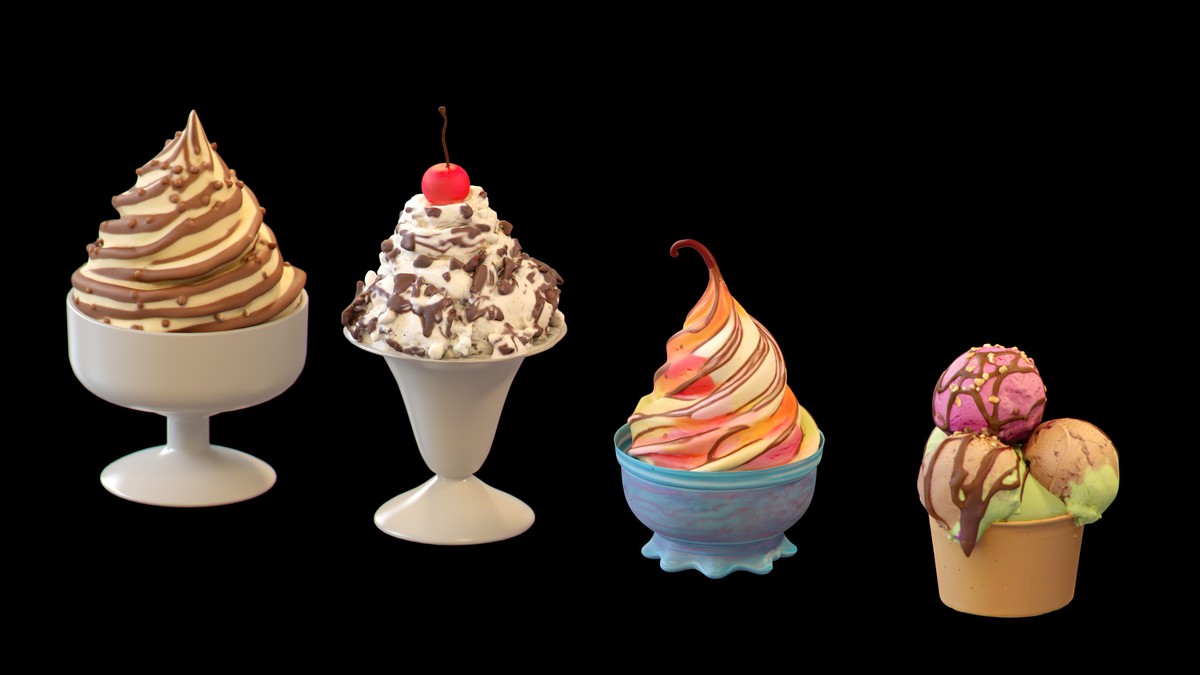 Delicious Ice Cream Collection – Colorful Dessert 3D Models