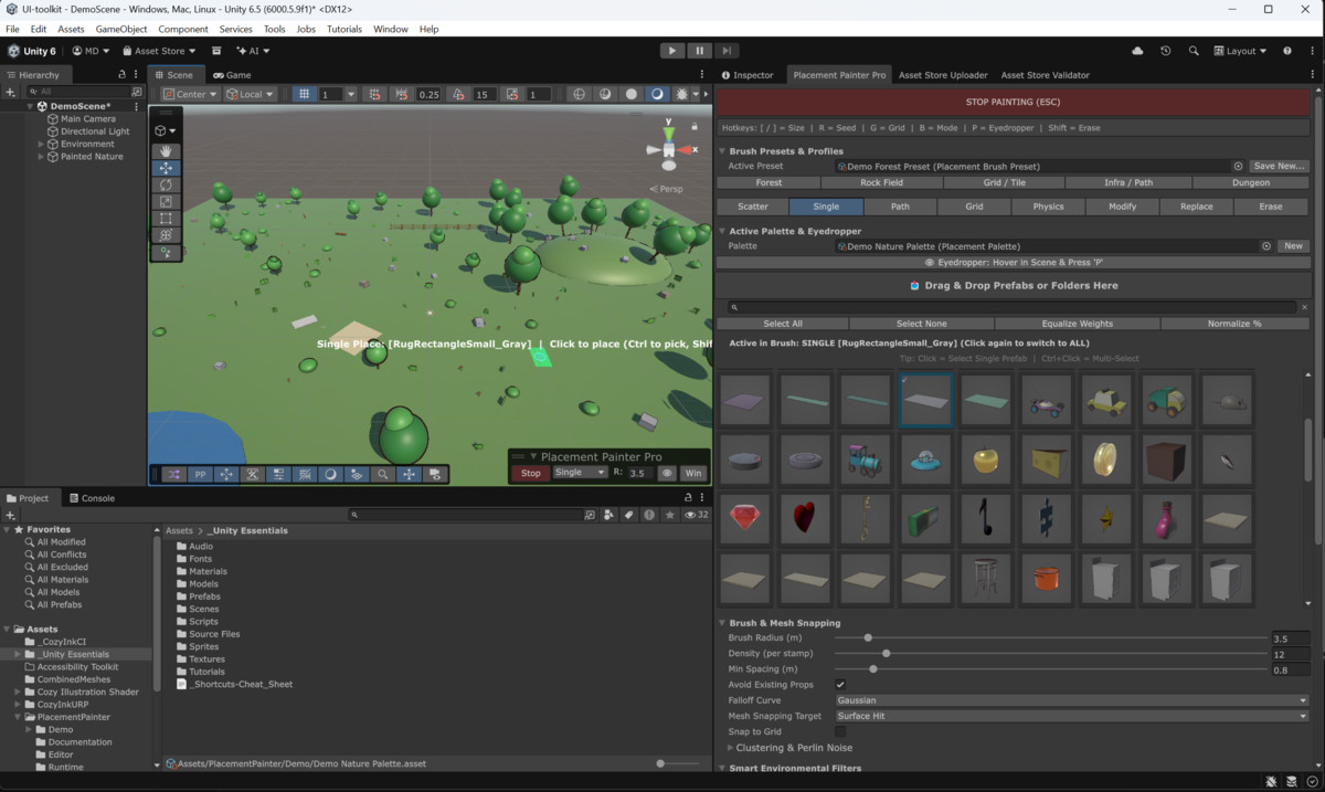 Placement Painter Pro — Natural Scatter, Mesh Snapping & Level Design Suite