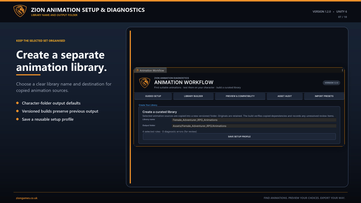 Zion Animation Setup & Diagnostics