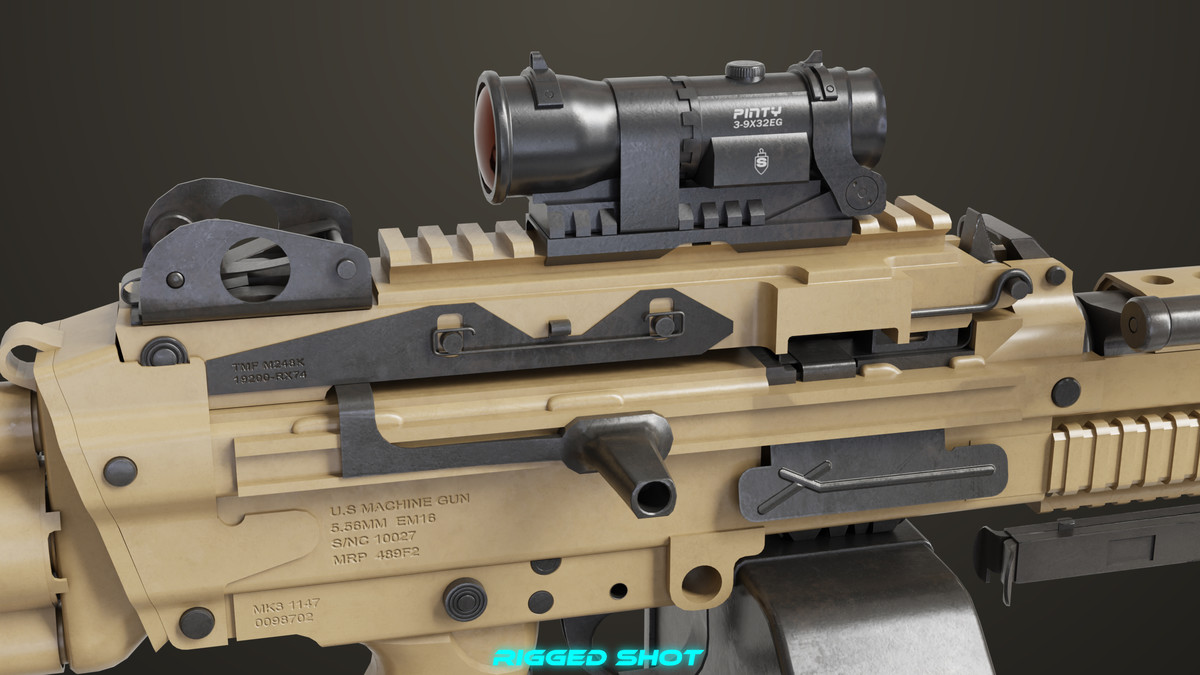 Machine Gun Sandal and Black Ammo Box URP HDRP Textures