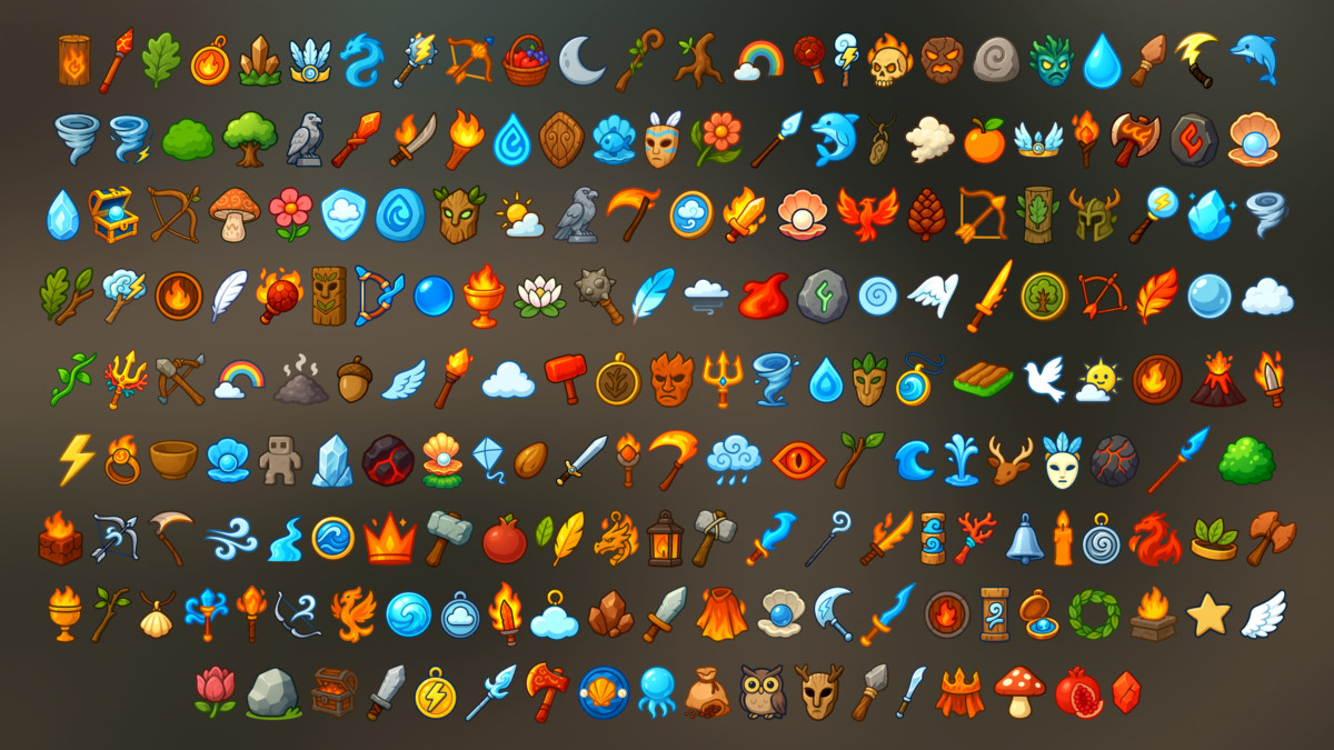 Fantasy Elemental Icons Pack for RPG Adventure Strategy Mobile Games by ...