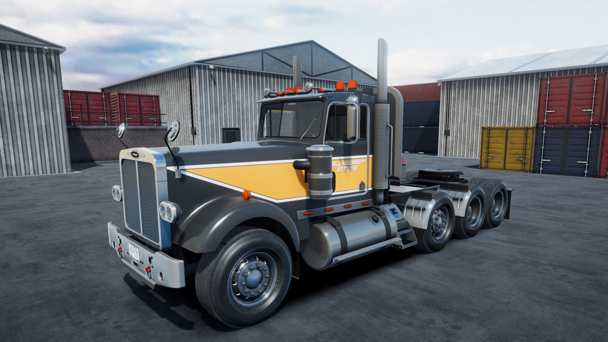 Semitruck with dump trailer