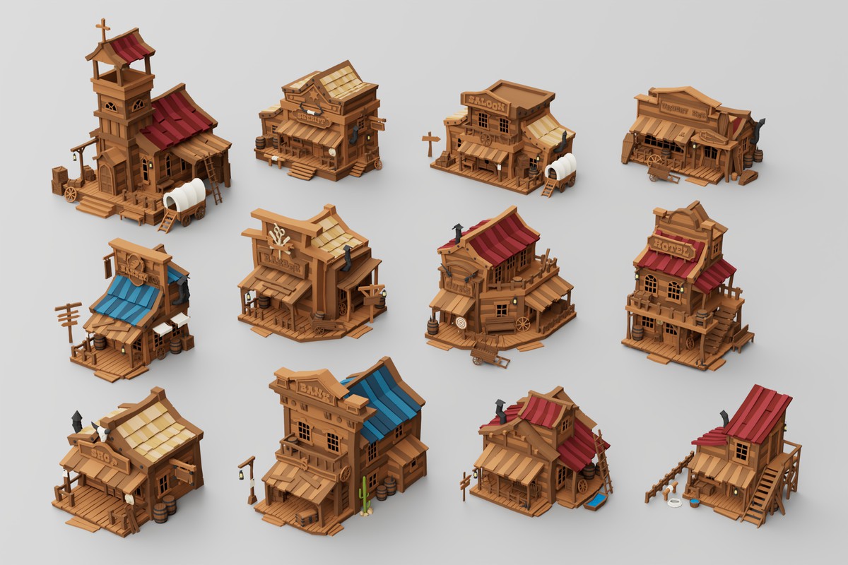 12 Wild West Buildings Pack