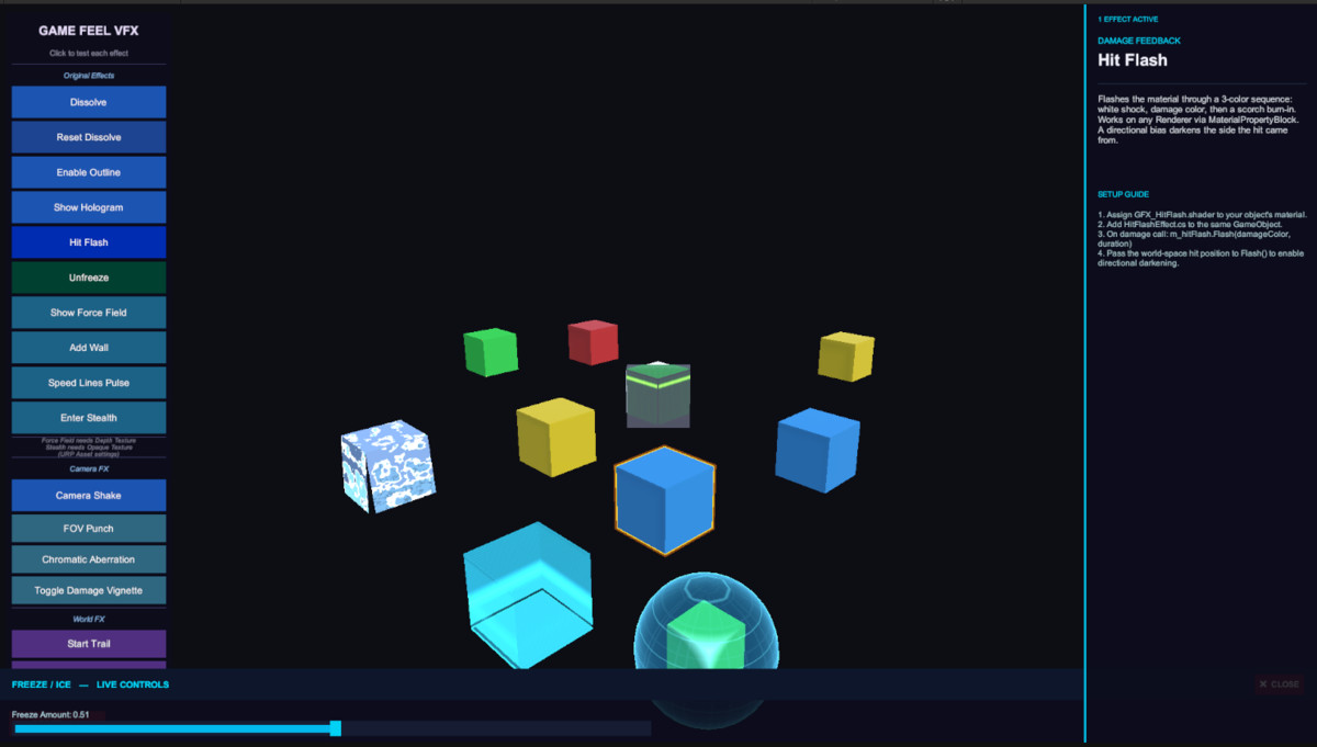 Game Feel VFX Pack - Screen Shake, Hit Flash, Outline & More | URP