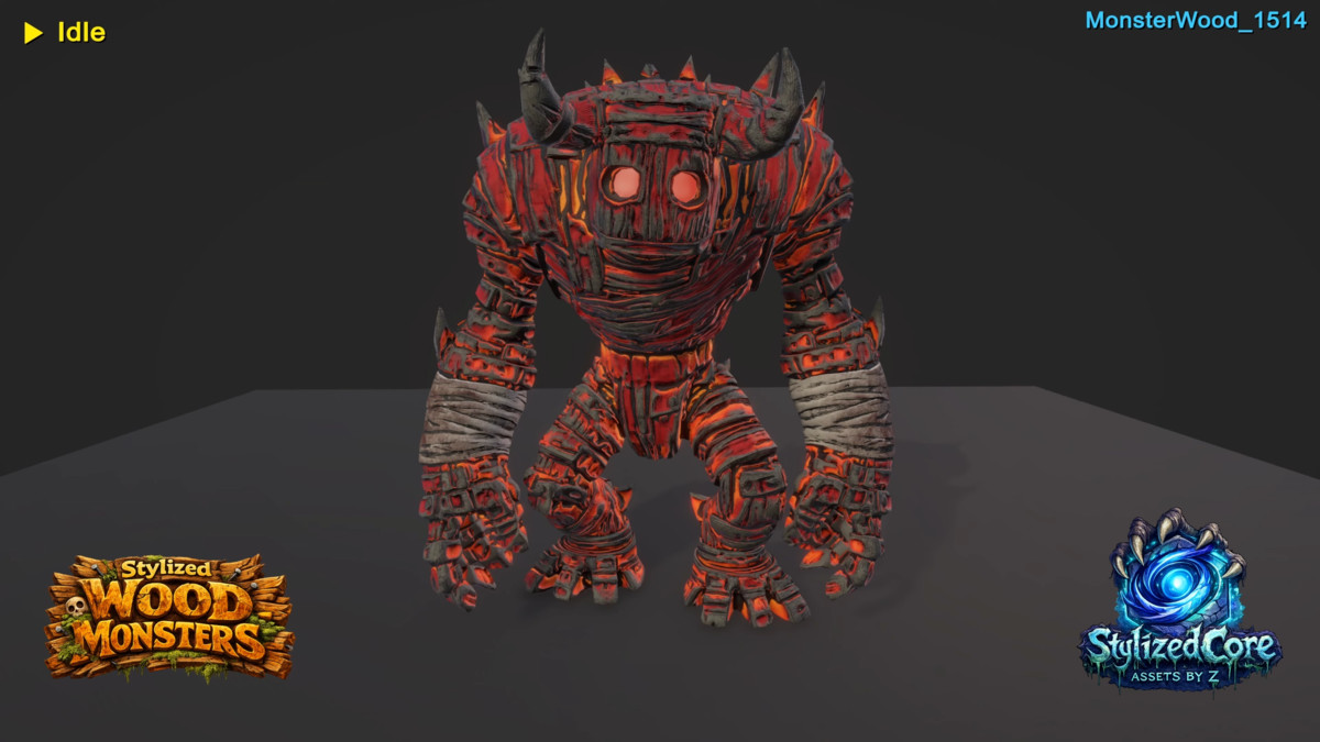 Monster Wood Pack – 4 Stylized Animated Creatures (LOD + Skins)