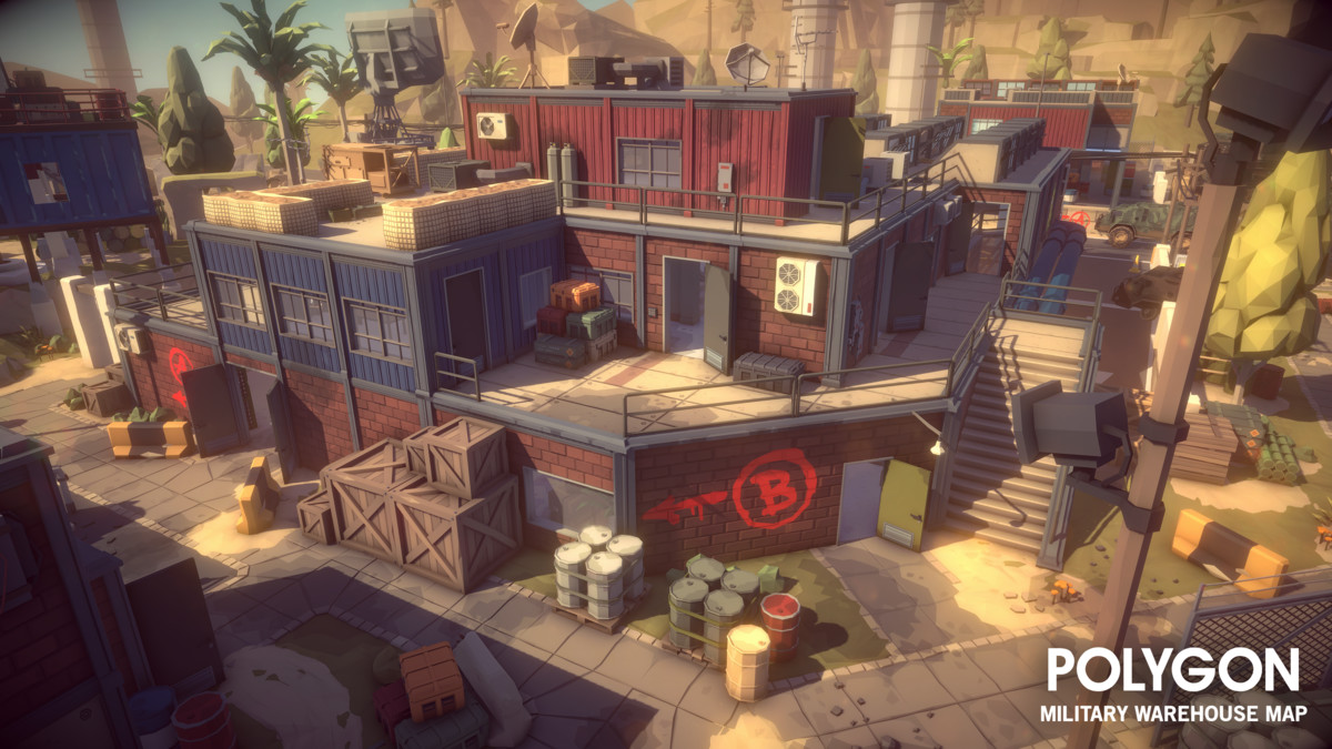 POLYGON - Military Warehouse Map by Synty