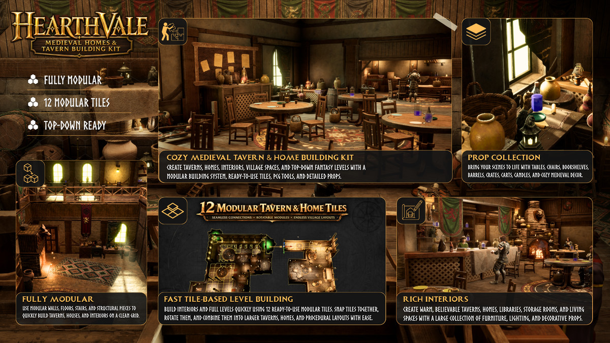 Hearthvale: Medieval Houses & Tavern Building Kit (Tavern, Medieval Houses, Inn)