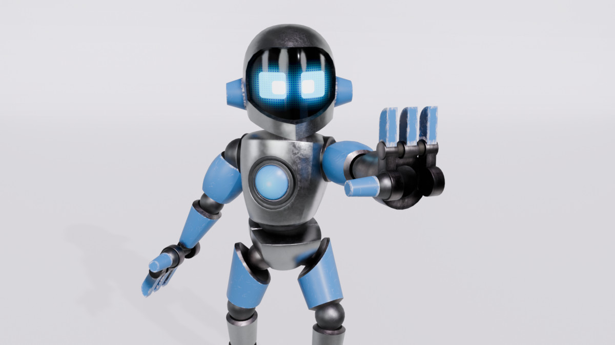 Stylized Rigged Robot with 3 Head variations