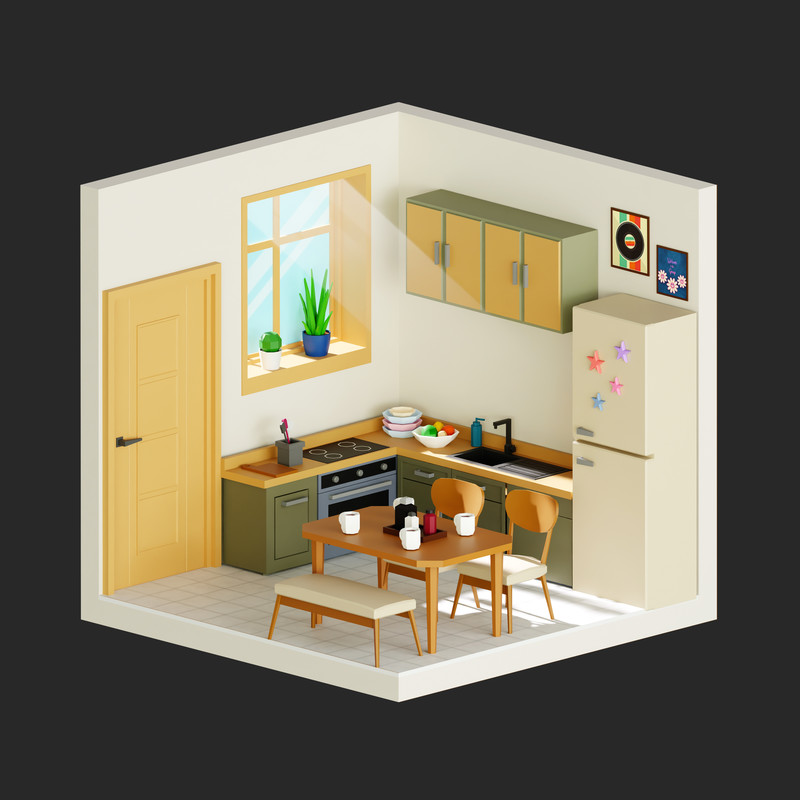 Interior 1 Low-poly 3D models Pack