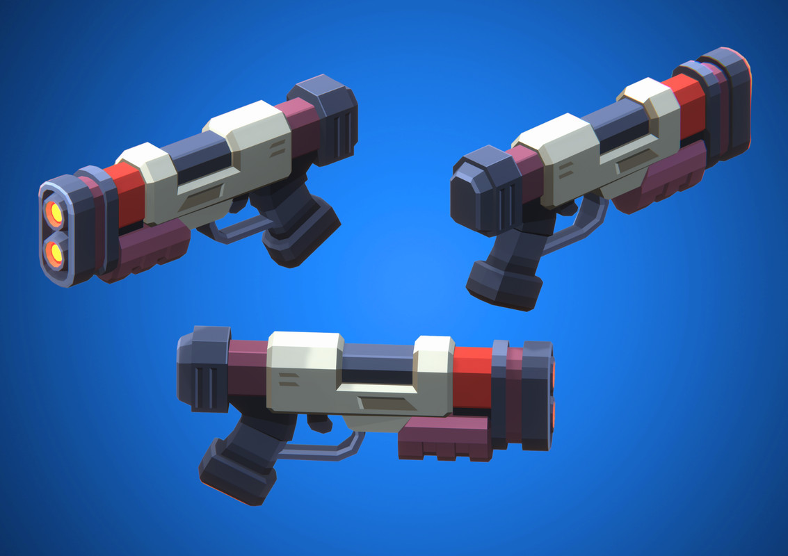 Low Poly Sci-Fi Blasters Bundle (36 weapons) - Retro Style