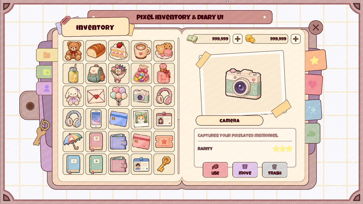 Pixel Inventory & Diary UI — Cute Modern Item Icons