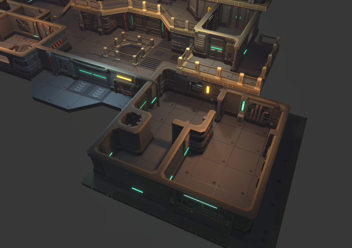 Low Poly Sci-Fi Modular Base / Cosmic Retro