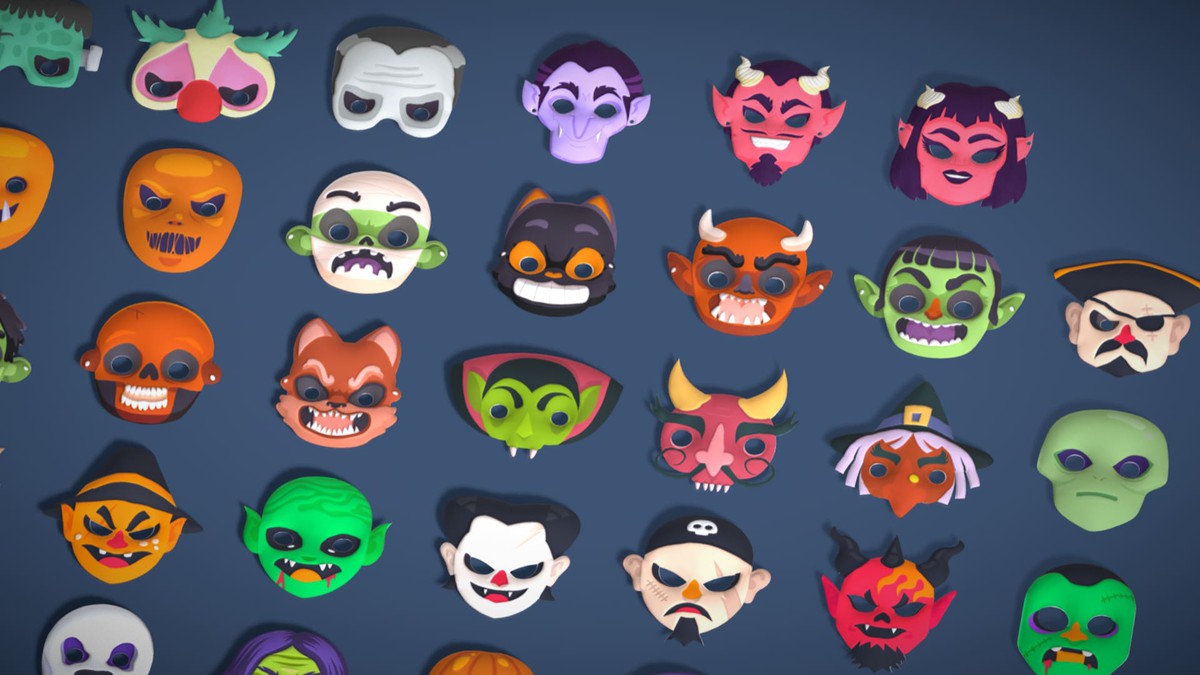 73 Halloween Masks Pack – Toon Horror Ghosts Evil Fantasy Collection