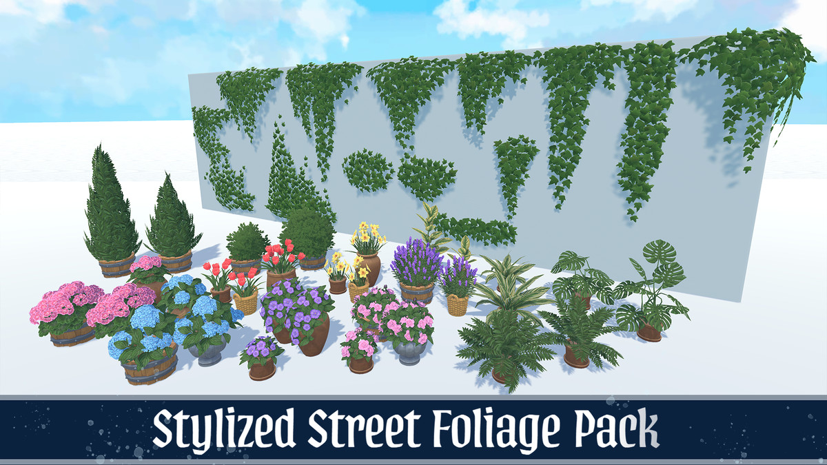 Stylized Street Plants Flowers Ivy Vines Pack