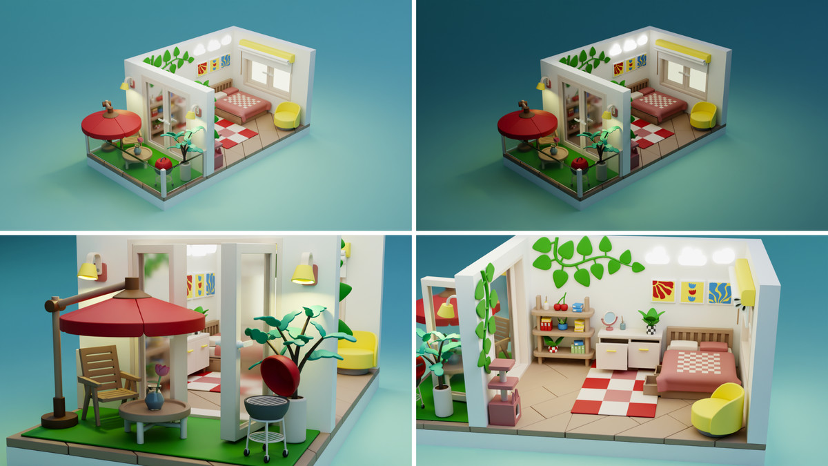 Cartoon Interactive Rooms & Furniture - Cozy Interior Pack 2