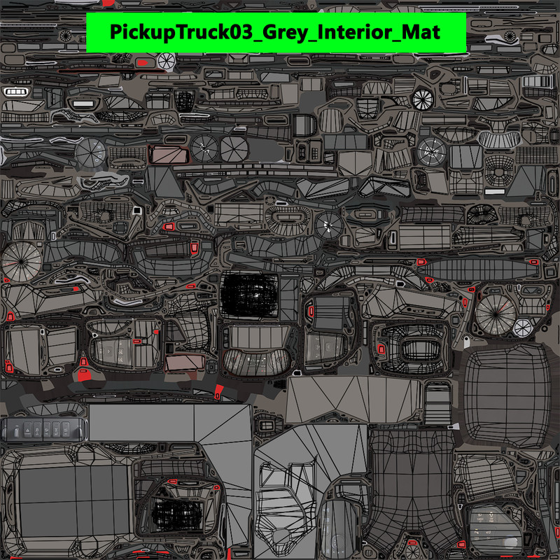 Pickup Truck 03 Grey and White URP HDRP Textures
