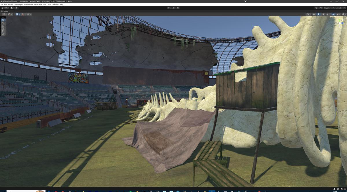 Abandoned Post-Apocalyptic Football Stadium - Modular Environment 3d Level
