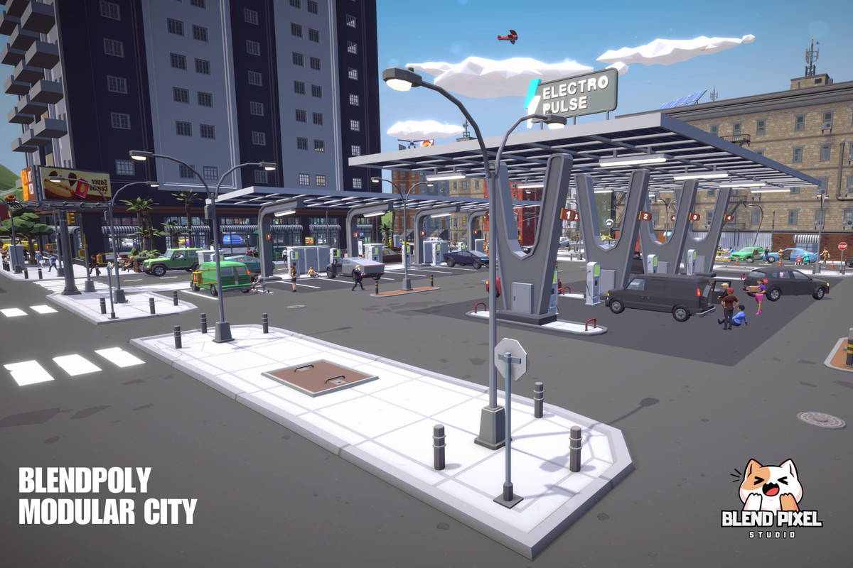 BlendPoly Modular City - Low Poly Assets