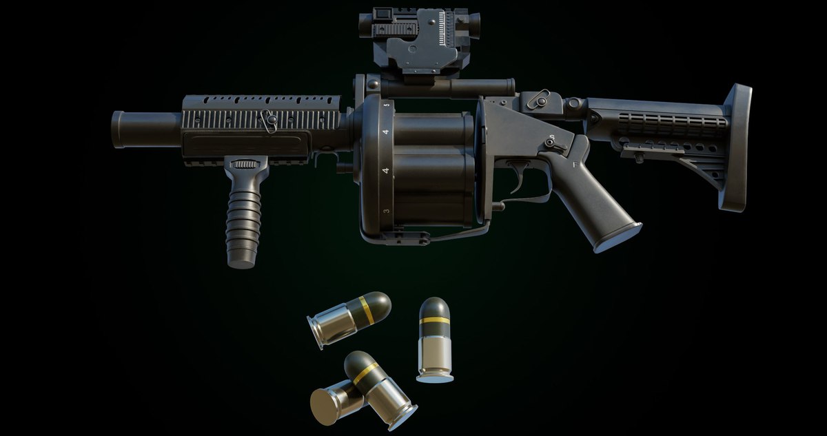 Grenade Launcher 01 Black URP HDRP Textures